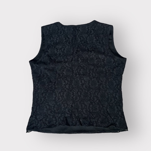 Y2K Vintage Black Lace Blue Sequin Tank Top - Picture 2 of 4